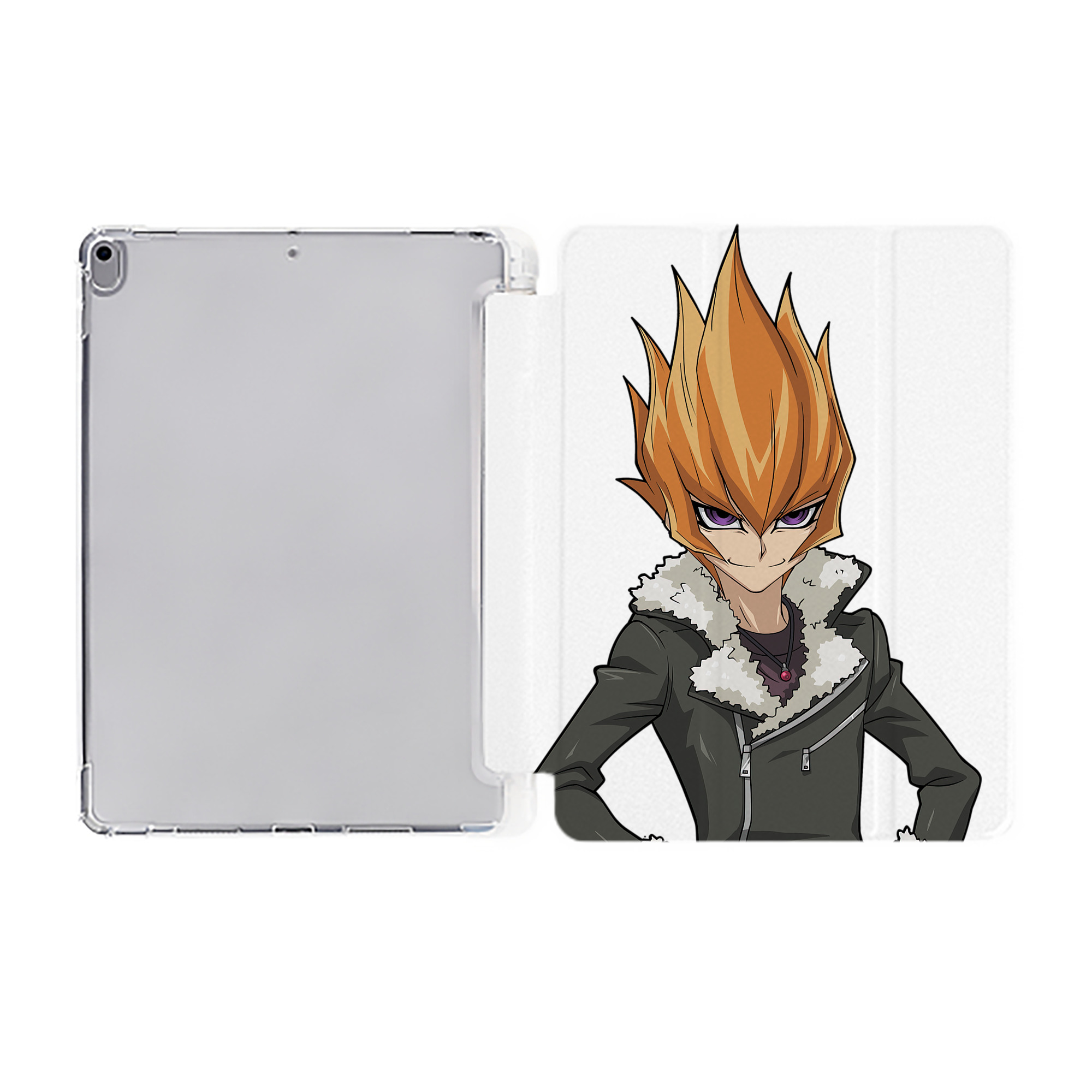 （画像用） 遊☆戯☆王 Yu-Gi-Oh! IPad ケース ペン収納付き 三つ折りスタンド PUレザー×シリコン 対応機種9.5/10.5/10.9インチ